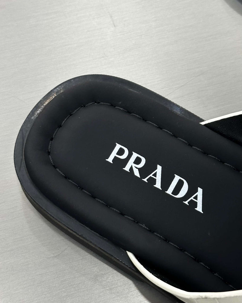 PRĄDA Marble White Crocodile Leather Crisscross Sandals - MAGIC CITY