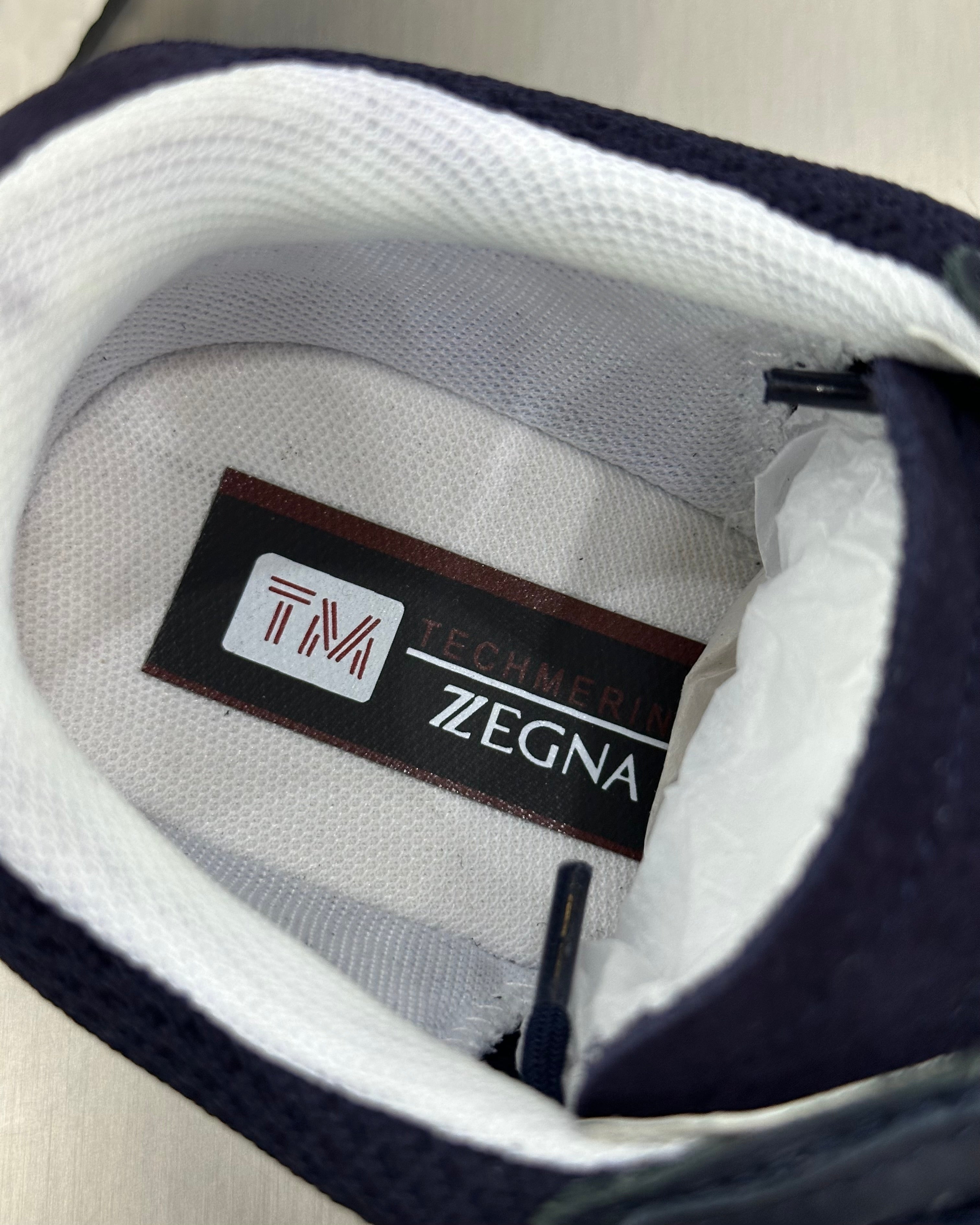 Zegna Techmerino Wool Sneakers - Bleu