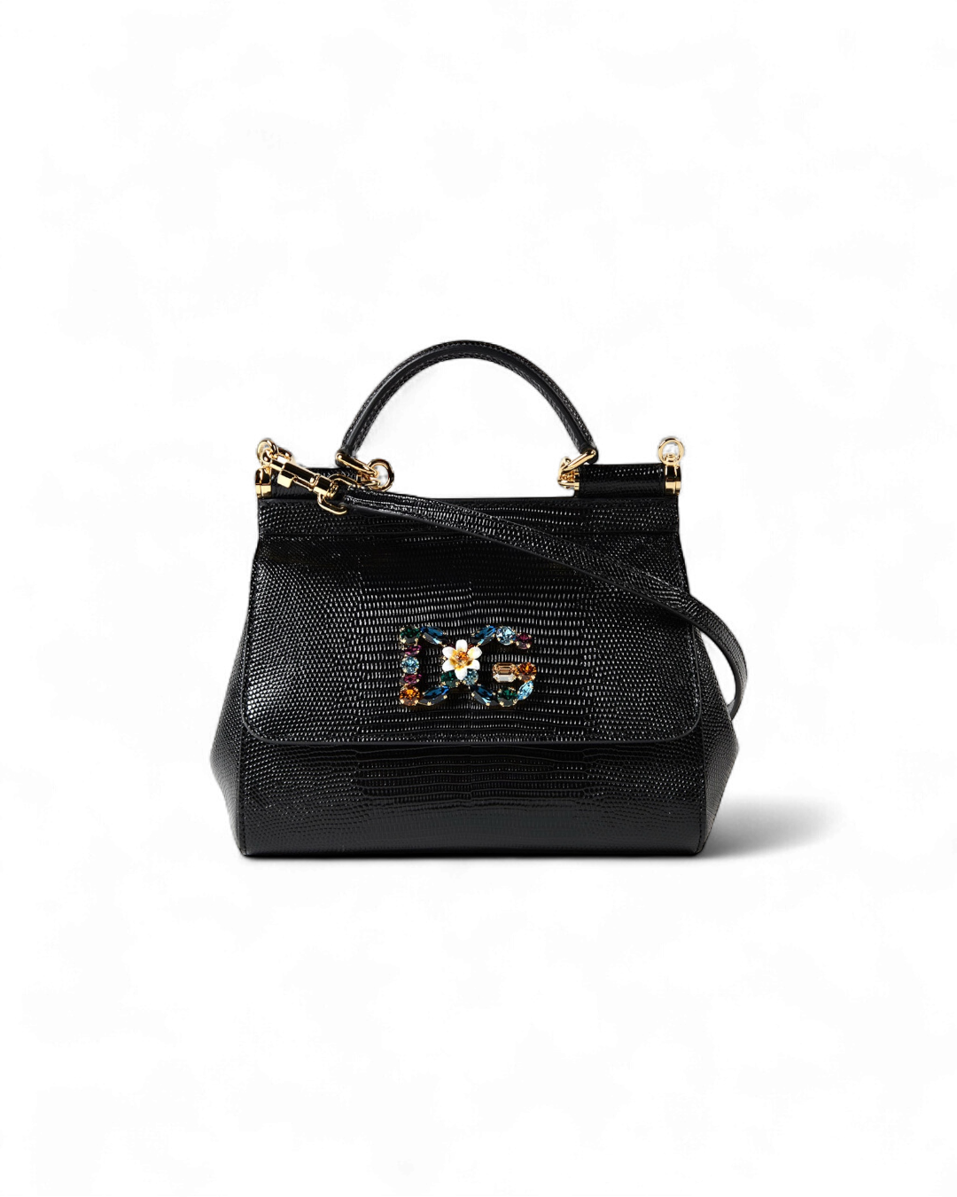 Dolce & Gabbana Medium Sicily Embossed Leather Satchel
