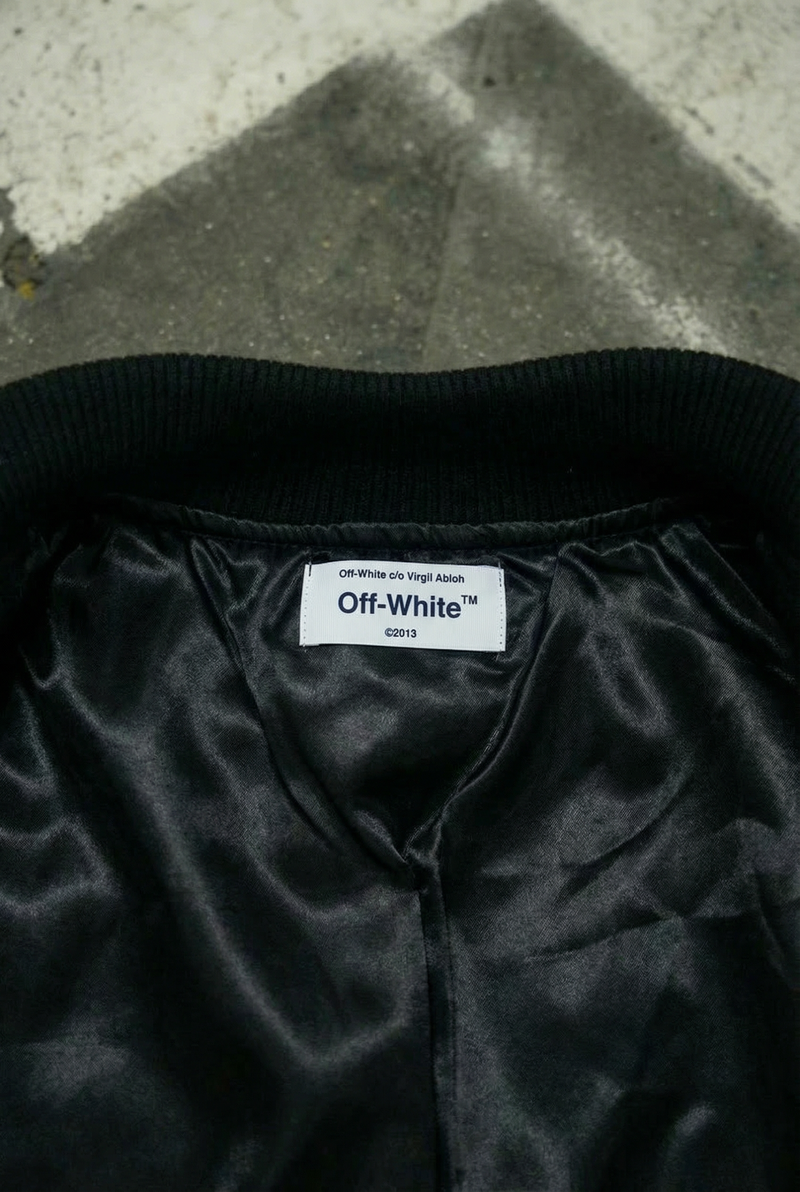 Off-white X A.c. Milan Logo-appliquéd Varsity Jacket