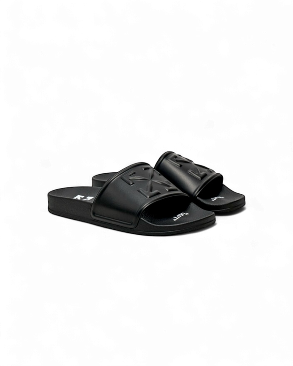 Off-White Logo Print Rubber Slides Black