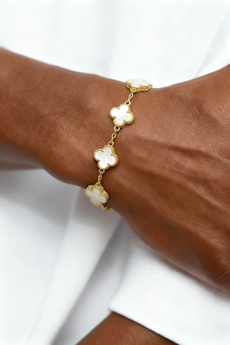 Van Cleef & Arpels Yellow Gold Black 5 Motif Vintage Alhambra - Stainless Steel