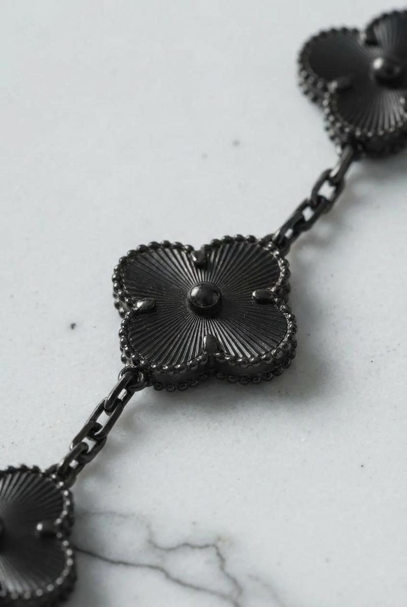 Van Cleef & Arpels FULL BLACK 5 Motif Vintage Alhambra - Stainless Steel