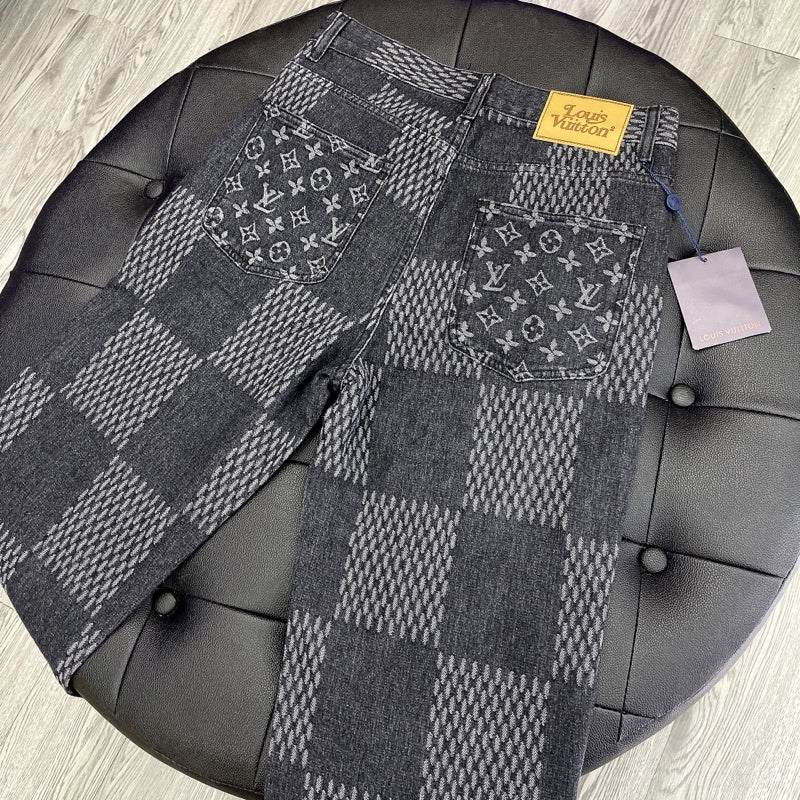 Louis V x Nigo Giant Damier Waves MNGM Denim Pants