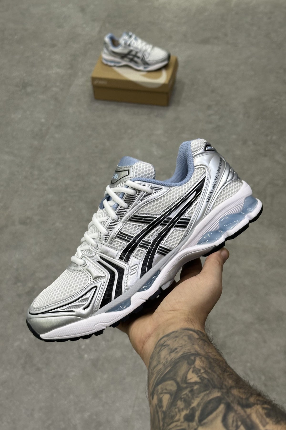 JJJJound x ASICS Gel-Kayano 14 White/Blue - on hand