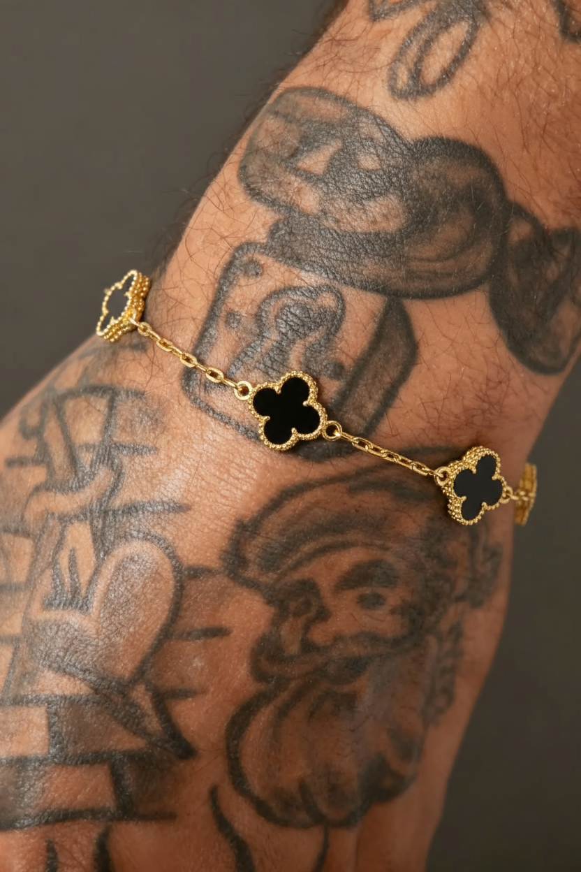 Van Cleef & Arpels Yellow Gold 5 Motif Vintage Alhambra - Stainless Steel