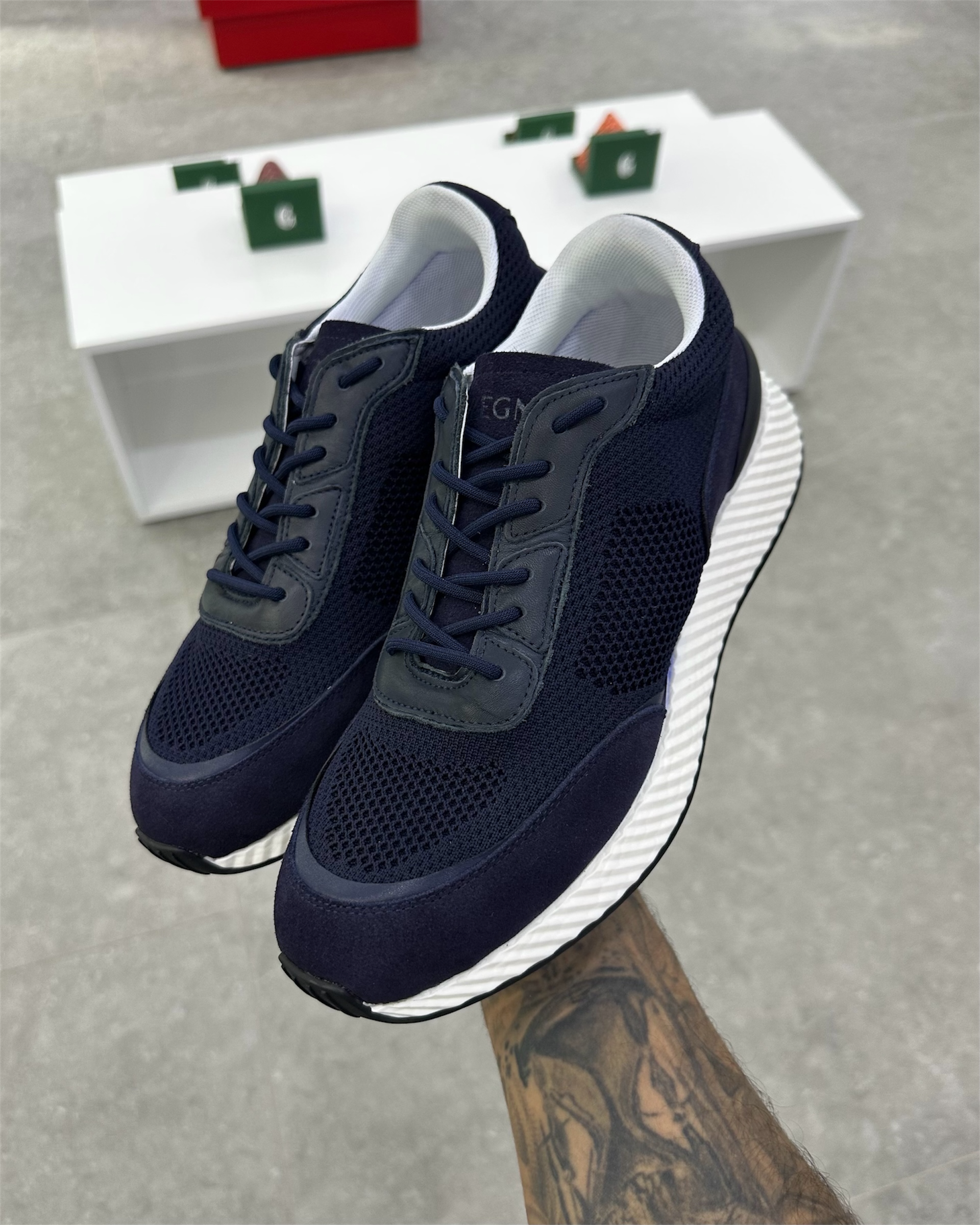 Zegna Techmerino Wool Sneakers - Bleu