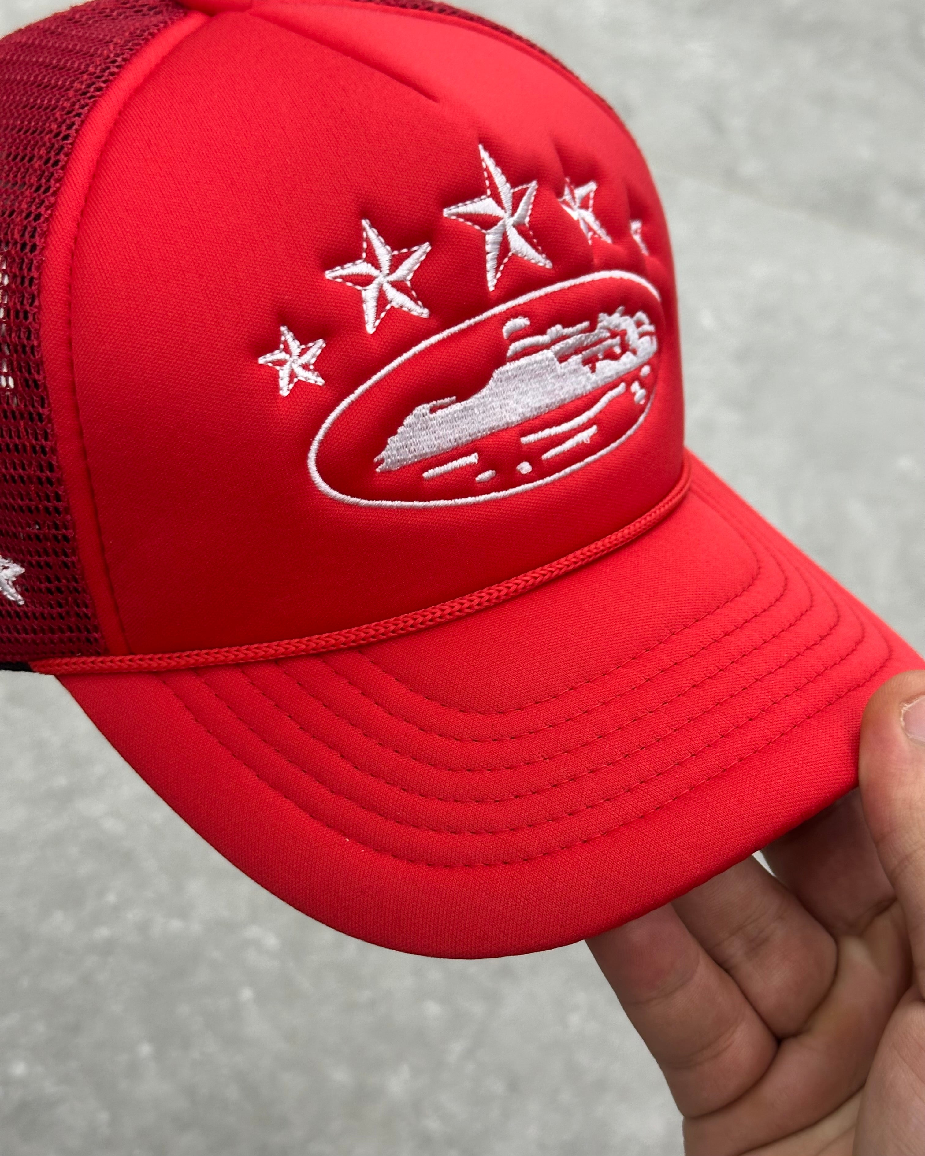 CORTEIZ 5 STARZ Alcatraz Trucker Hat – Red
