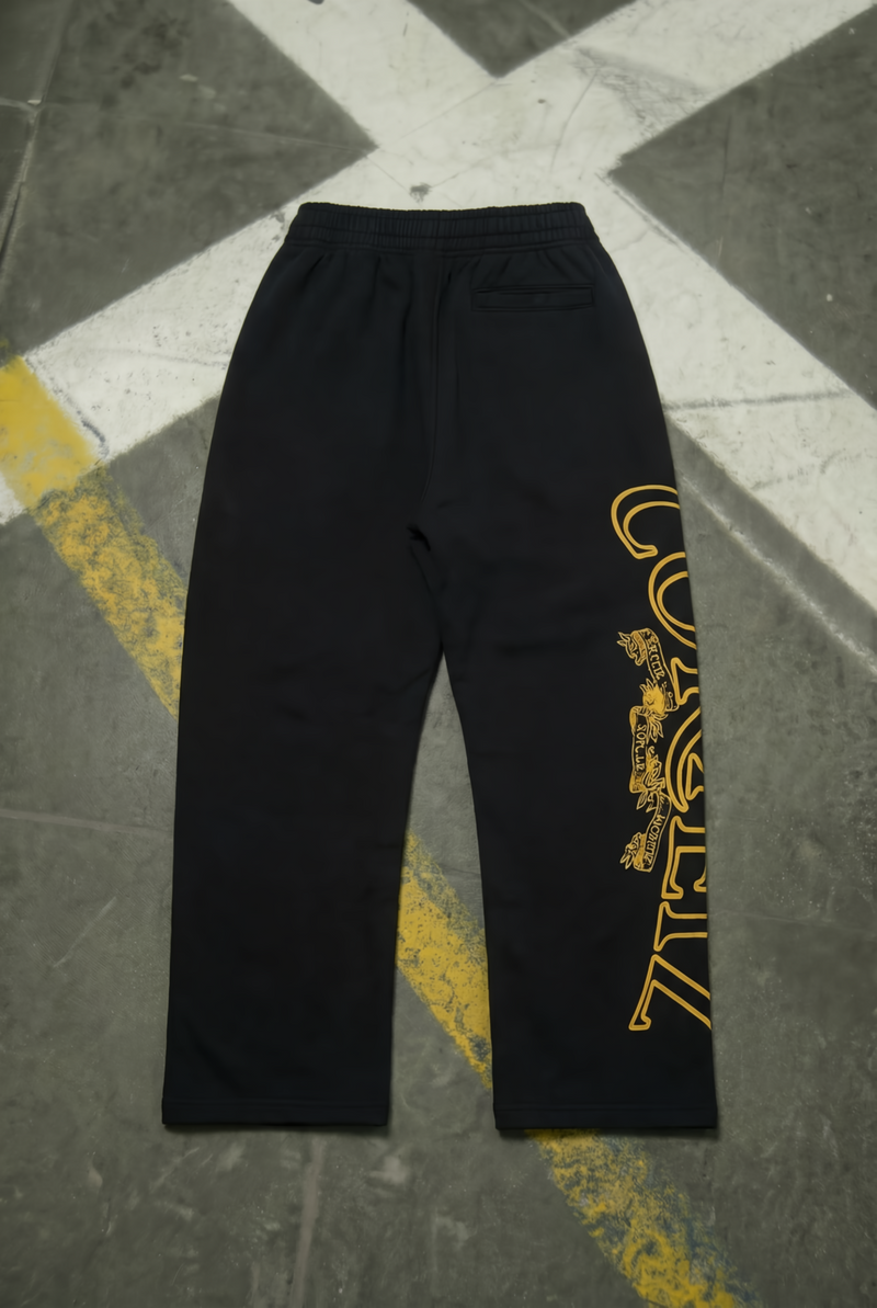 Corteiz Superior Royale Open Hem Pant - "Black/Yellow"