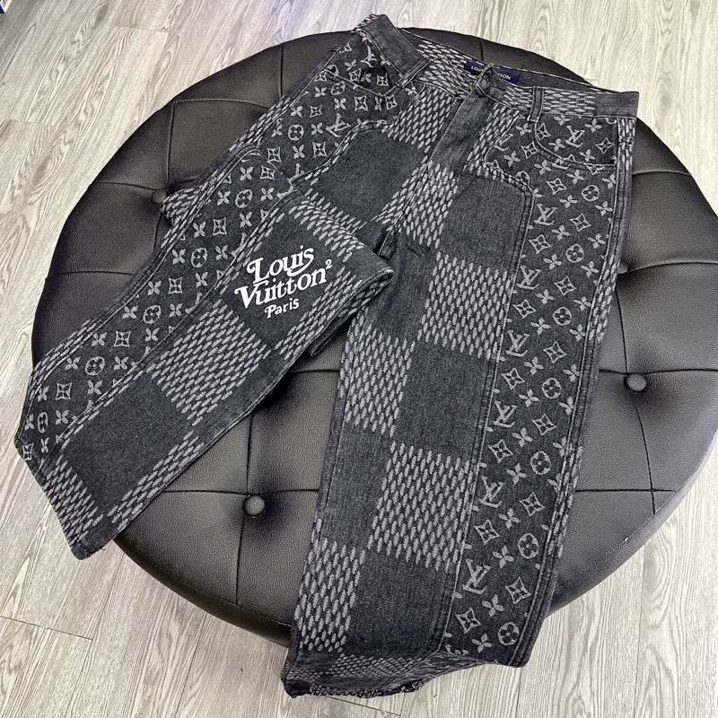 Louis V x Nigo Giant Damier Waves MNGM Denim Pants