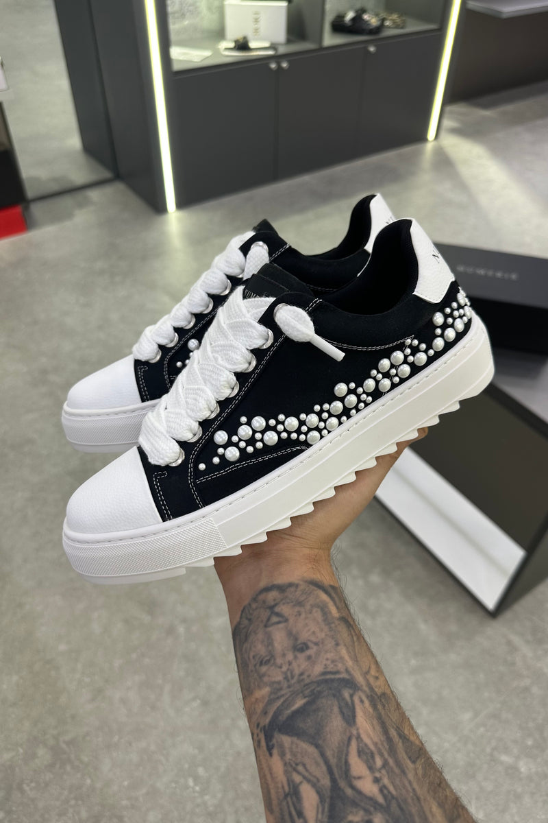 NUMERIS Low-Top Sneakers – Black Pearl Studded