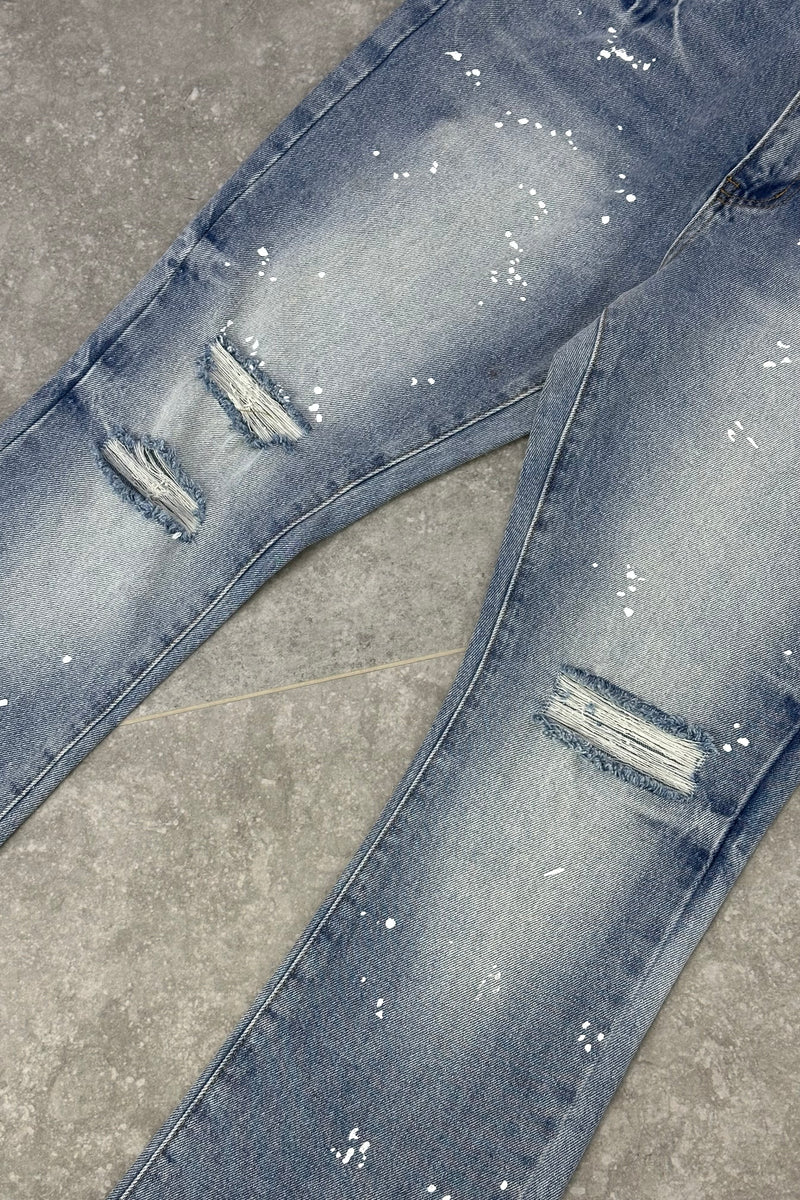 GALLERY DEPT Flared Jeans Paint Splatter - Blue