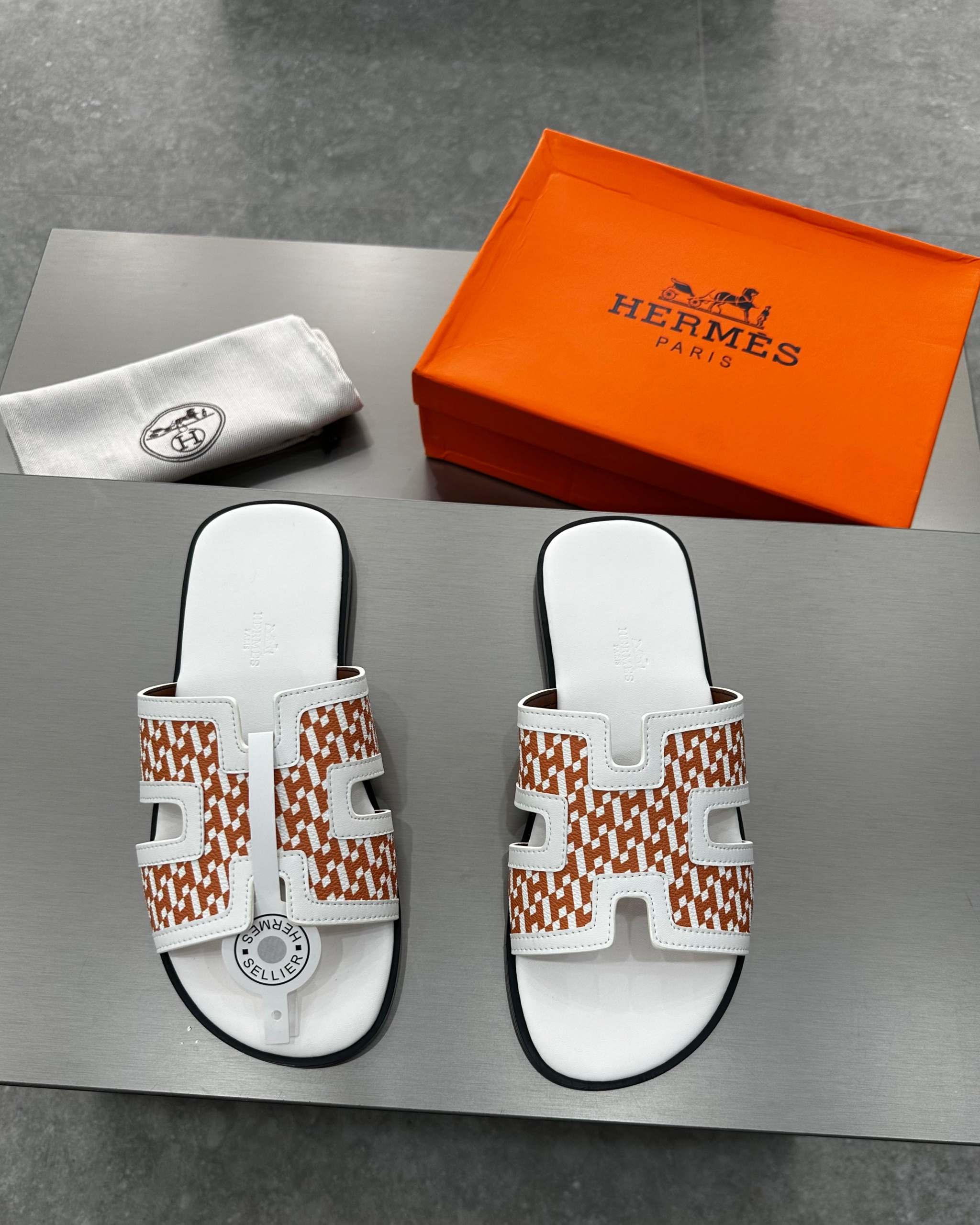 Hermês Sandal Izmir Orange / White