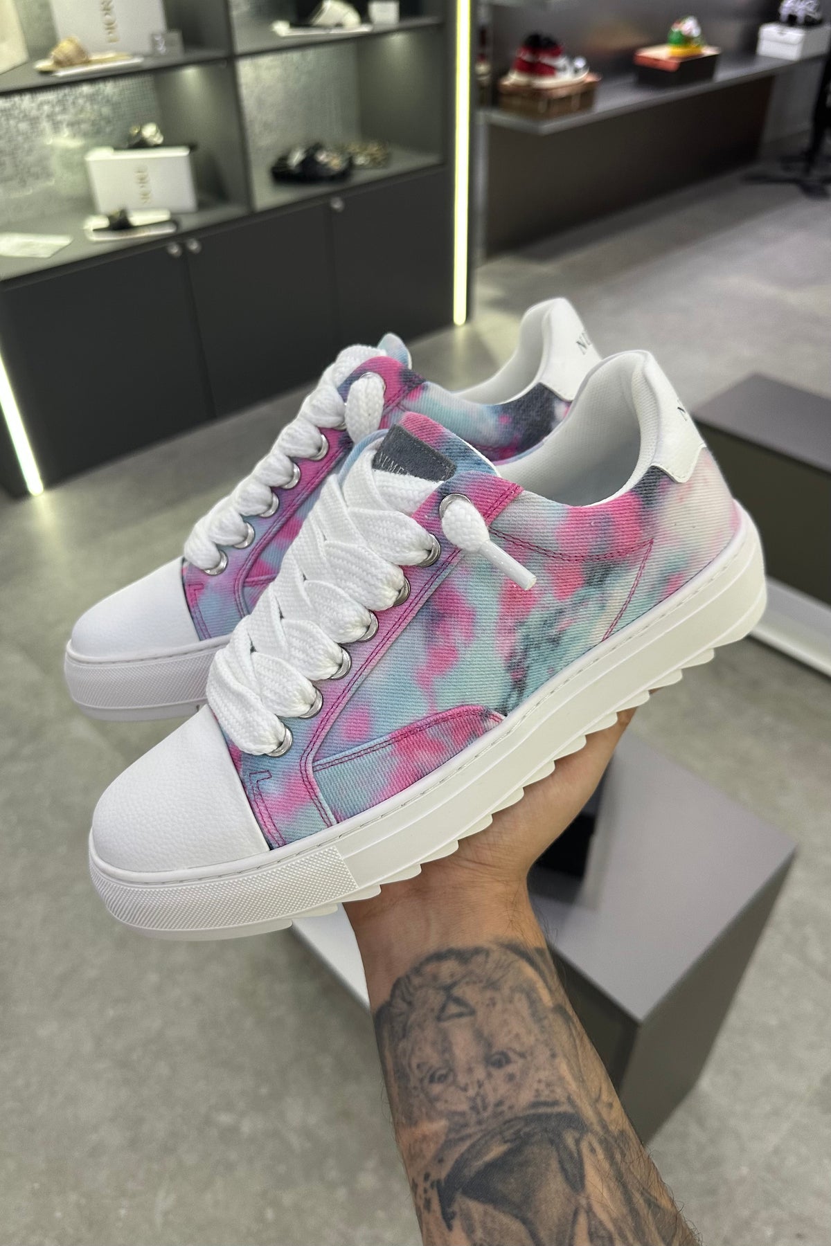 NUMERIS Low-Top Sneakers – Pink Teal Tie-Dye