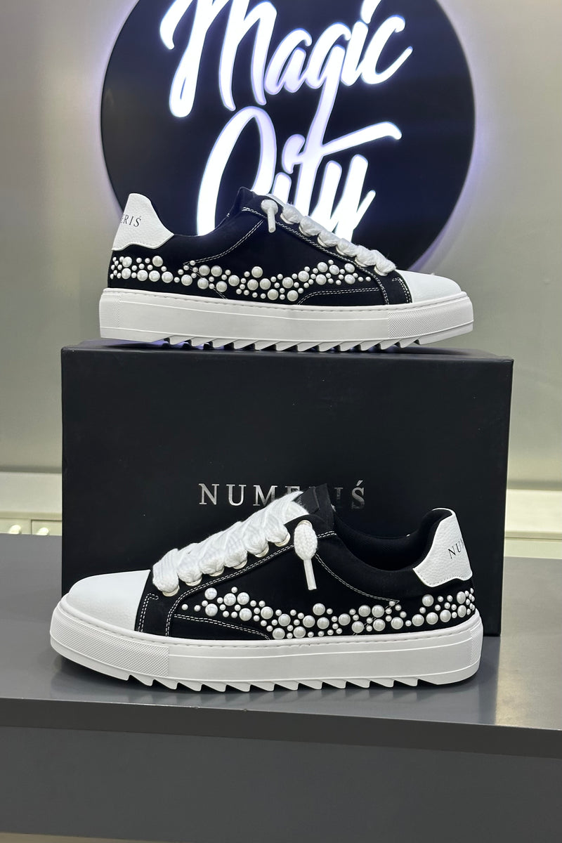 NUMERIS Low-Top Sneakers – Black Pearl Studded