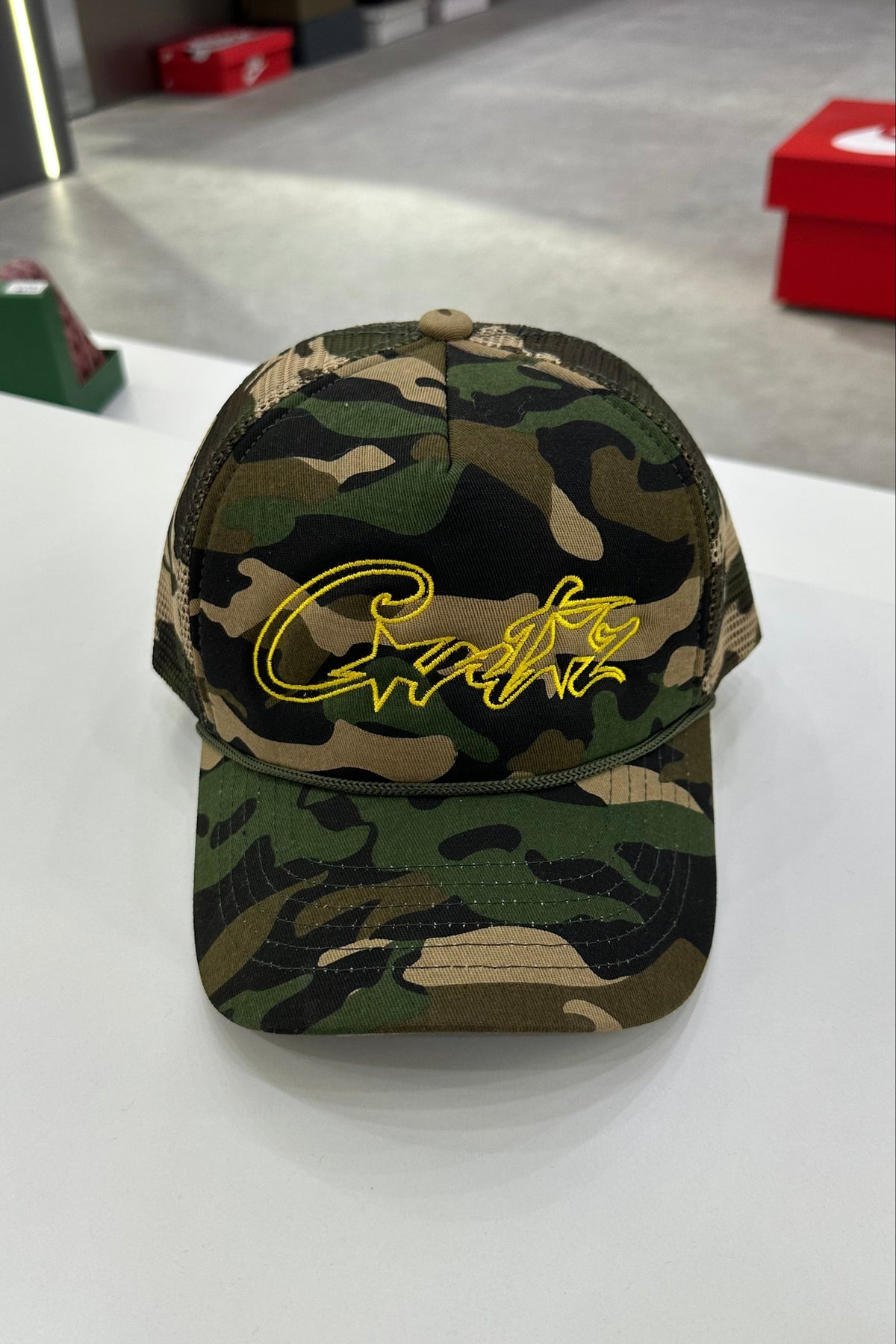 CORTEIZ 5 STARZ Alcatraz Trucker Hat – Camo Yellow - MAGIC CITY