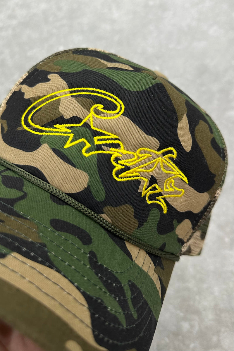 CORTEIZ 5 STARZ Alcatraz Trucker Hat – Camo Yellow - MAGIC CITY