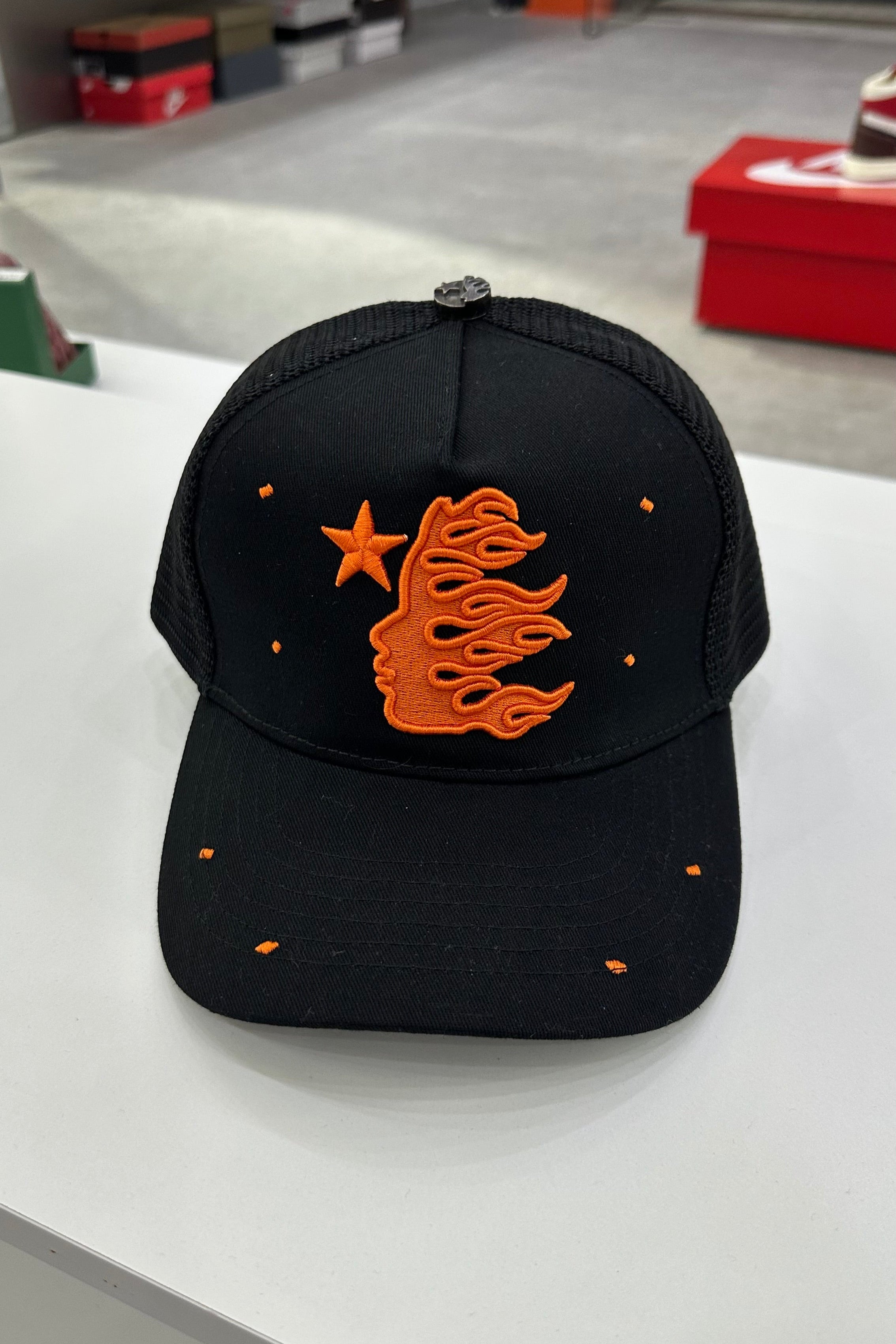 HELLSTAR Rhinestone Logo Cap | Orange Black
