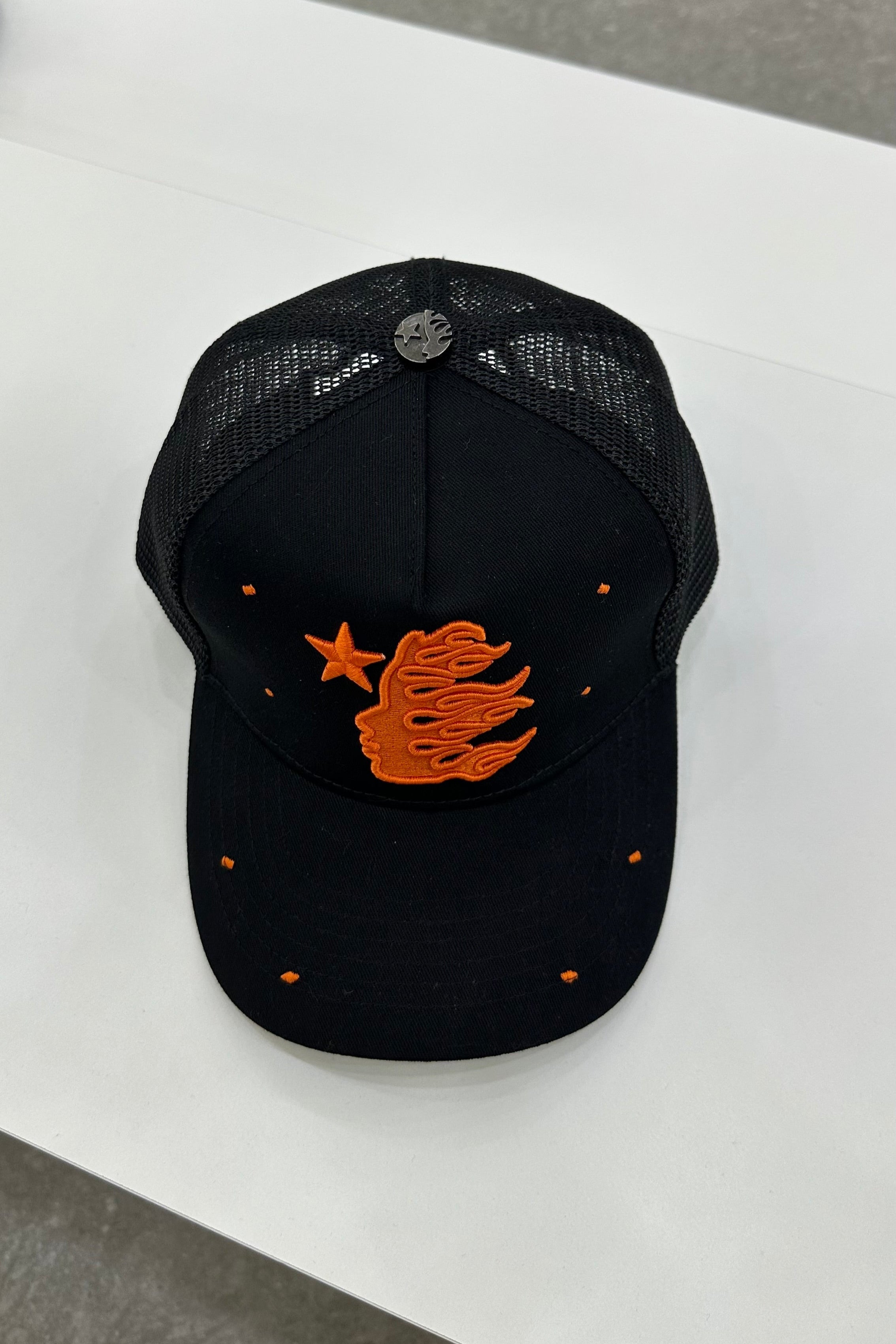 HELLSTAR Rhinestone Logo Cap | Orange Black