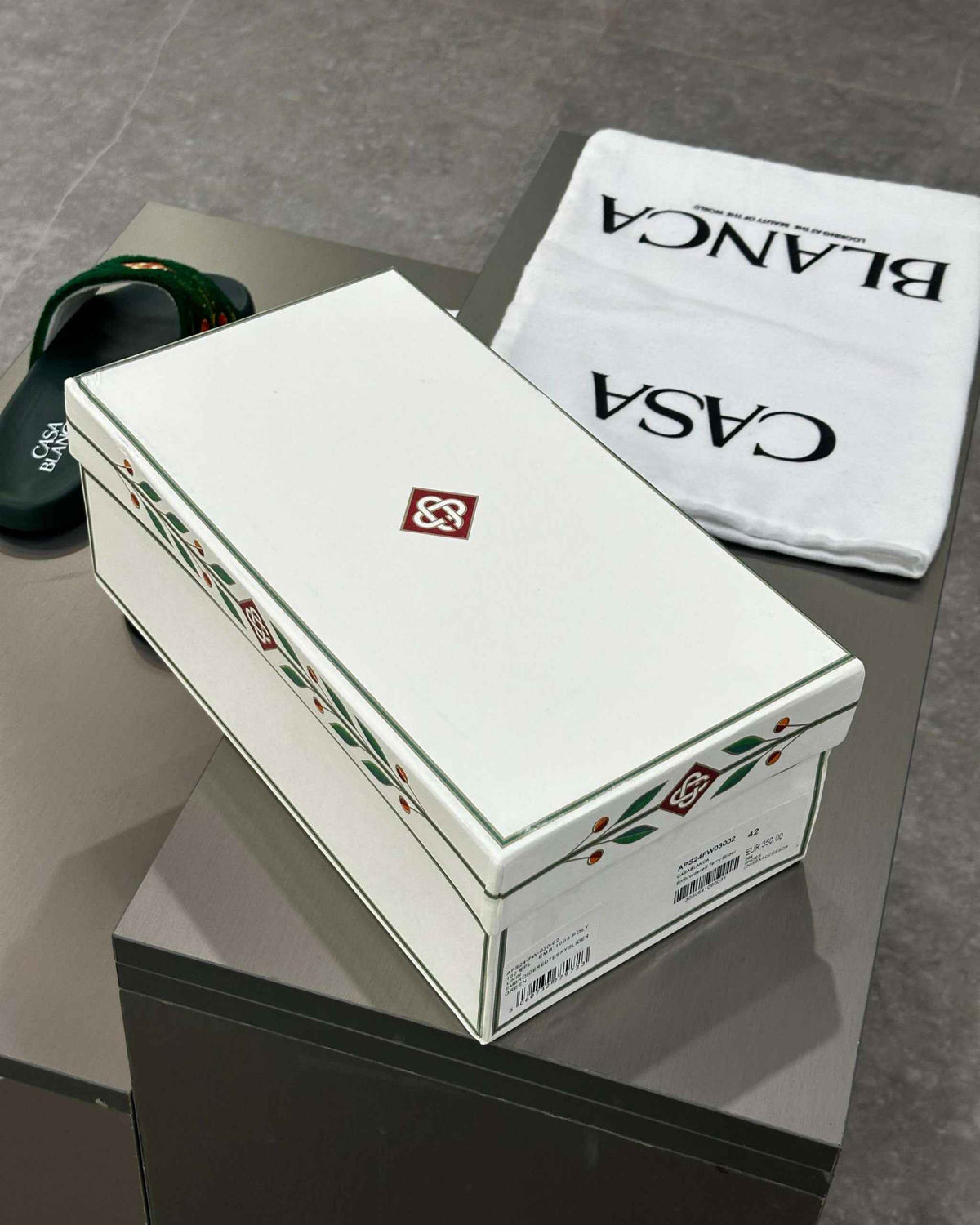 Casablanca Paris Embroidered terry slide Green - MAGIC CITY