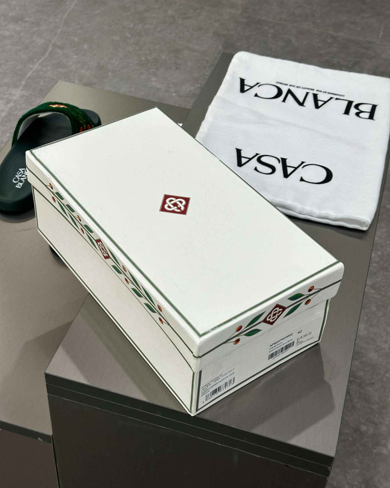 Casablanca Paris Embroidered terry slide Green - MAGIC CITY