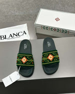 Casablanca Paris Embroidered terry slide Green - MAGIC CITY