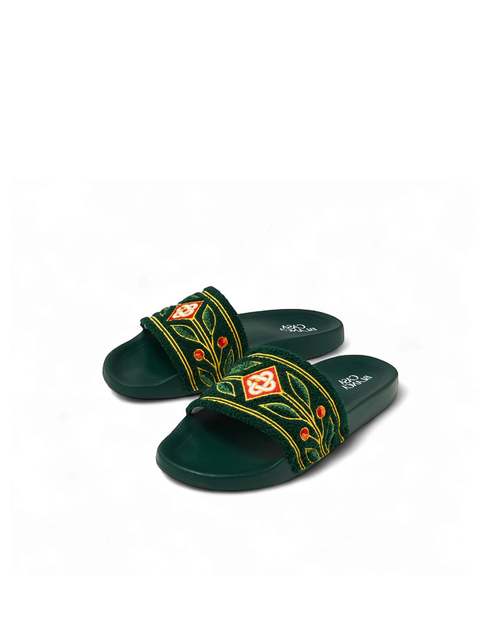 Casablanca Paris Embroidered terry slide Green