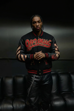 Off-white X A.c. Milan Logo-appliquéd Varsity Jacket