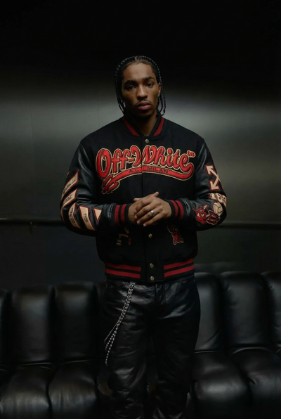Off-white X A.c. Milan Logo-appliquéd Varsity Jacket