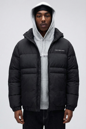 Calvin Klein Jeans Hooded Puffer Jacket - Black