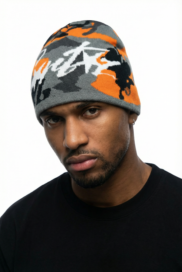 Corteiz camo beanie - Orange Grey