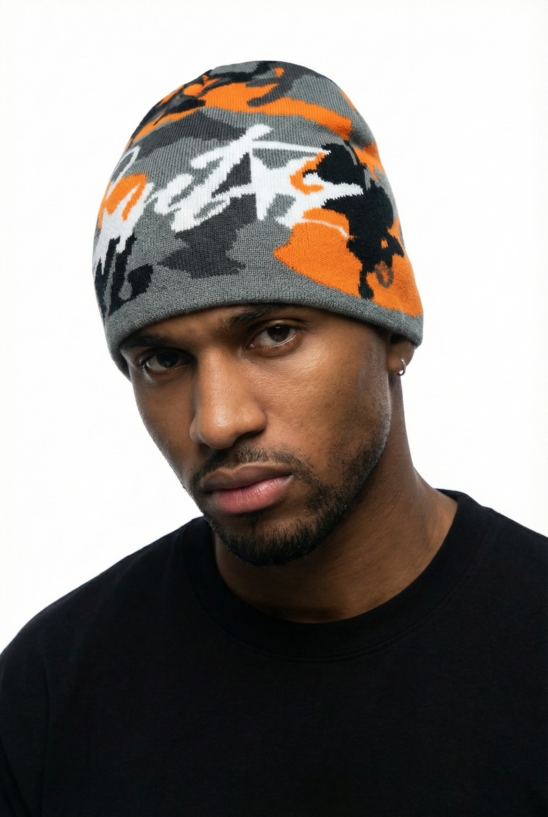 Corteiz camo beanie - Orange Grey