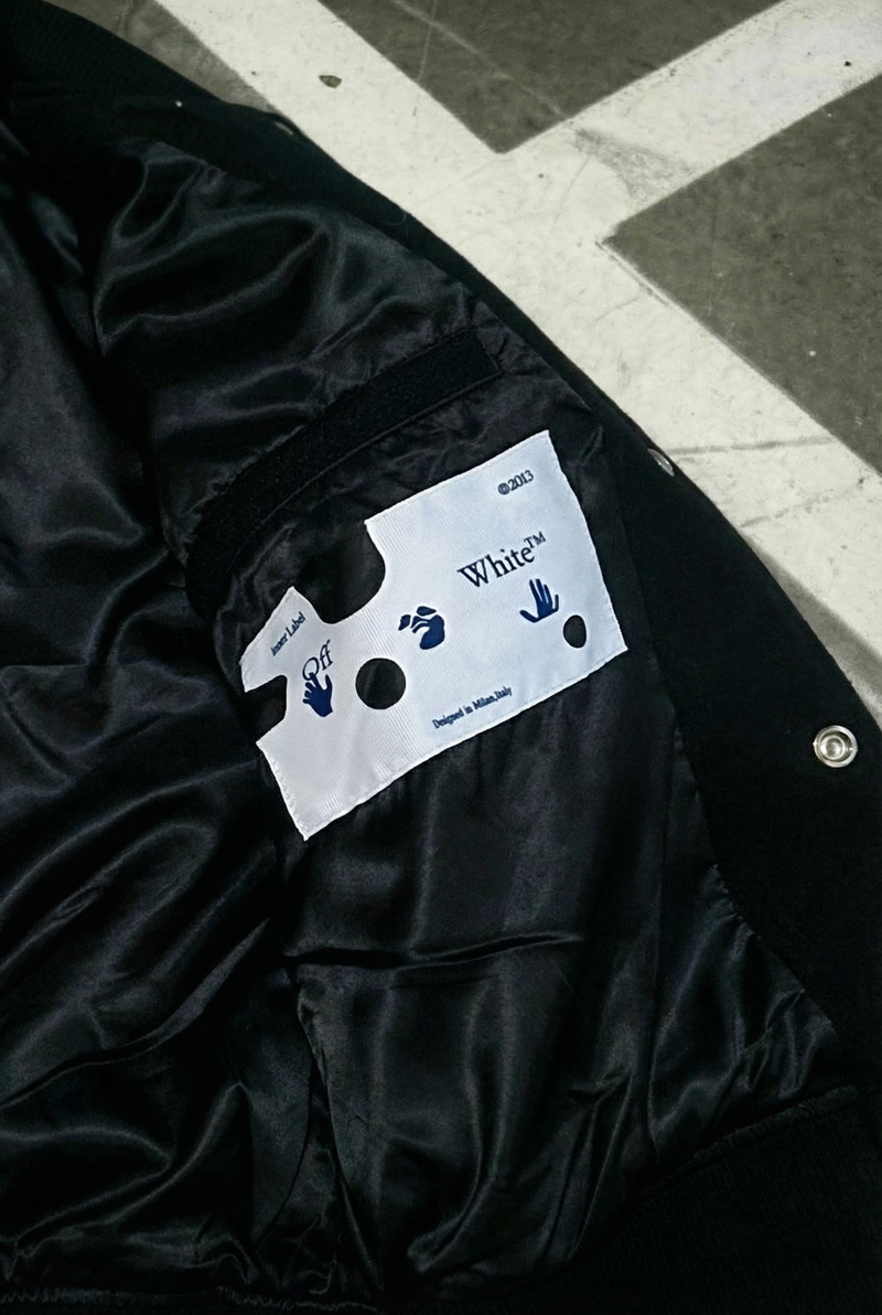 Off-white X A.c. Milan Logo-appliquéd Varsity Jacket