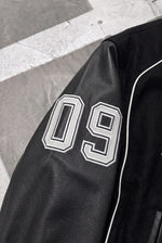BALENCIAGA Political Campaign Varsity Jacket in Wool and Leather – Black – 09 sleeve patch
