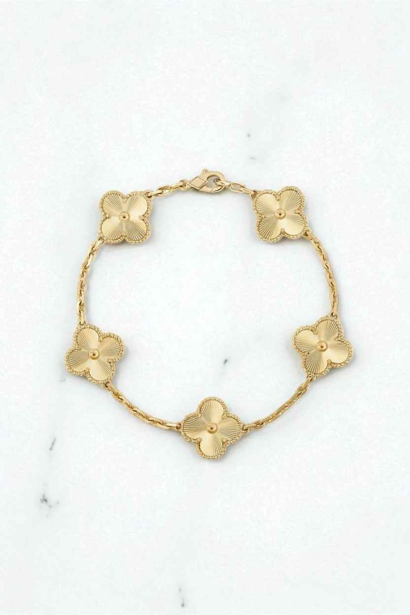 Van Cleef & Arpels Yellow Gold 5 Motif Vintage Alhambra - Stainless Steel