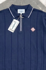 Casablanca Zip Polo - Navy – collar, zip and logo