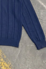 Casablanca Zip Polo - Navy – ribbed hem and cuff