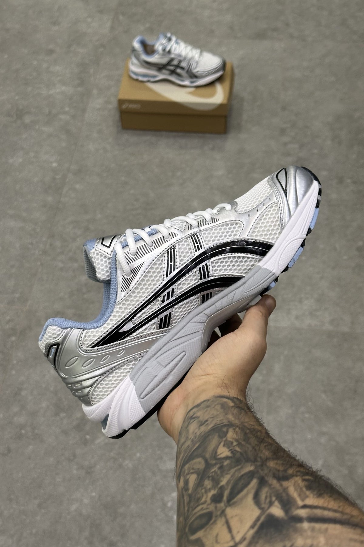 JJJJound x ASICS Gel-Kayano 14 White/Blue - side view
