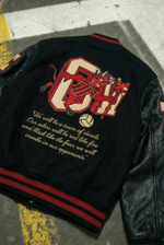 Off-white X A.c. Milan Logo-appliquéd Varsity Jacket