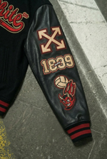Off-white X A.c. Milan Logo-appliquéd Varsity Jacket