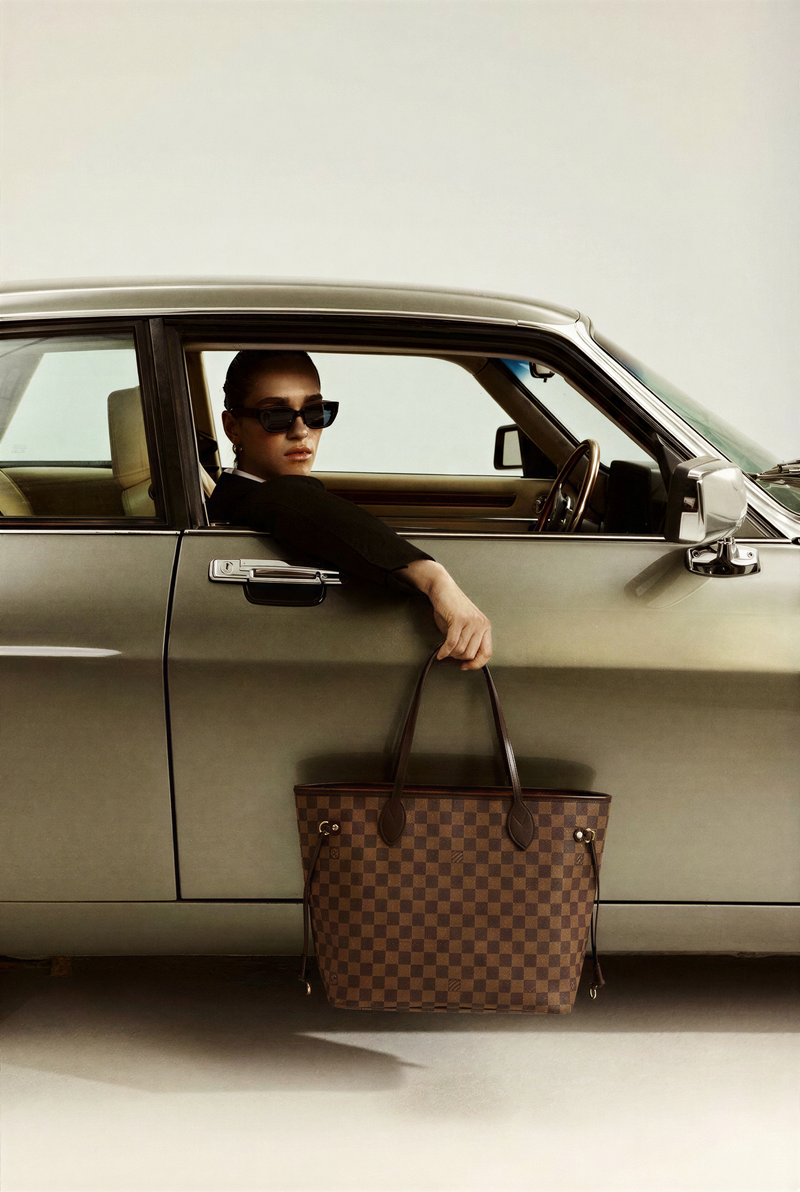 Louis V - Neverfull BAG Damier Ebène / Cerise Red Interior