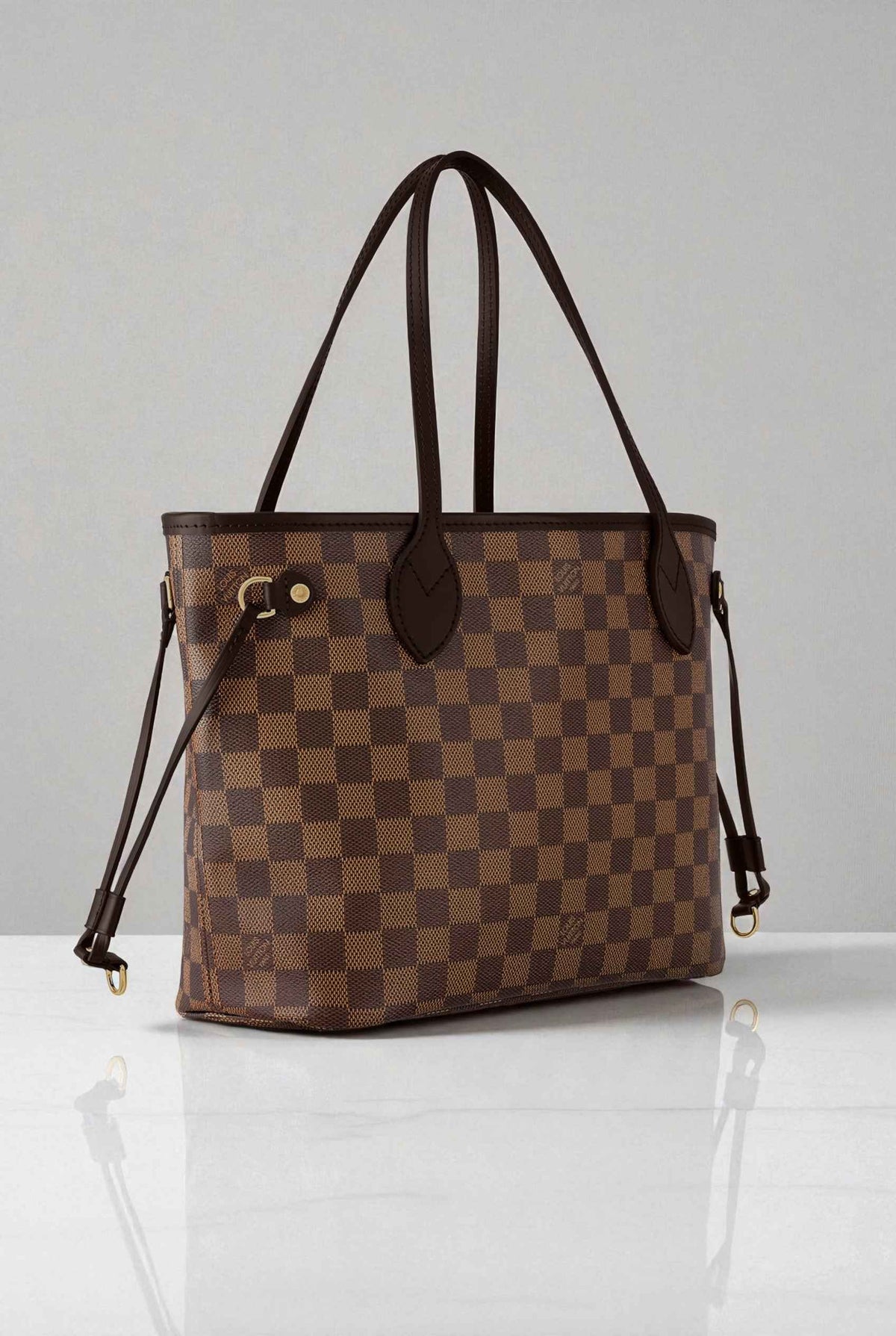 Louis V - Neverfull BAG Damier Ebène / Cerise Red Interior