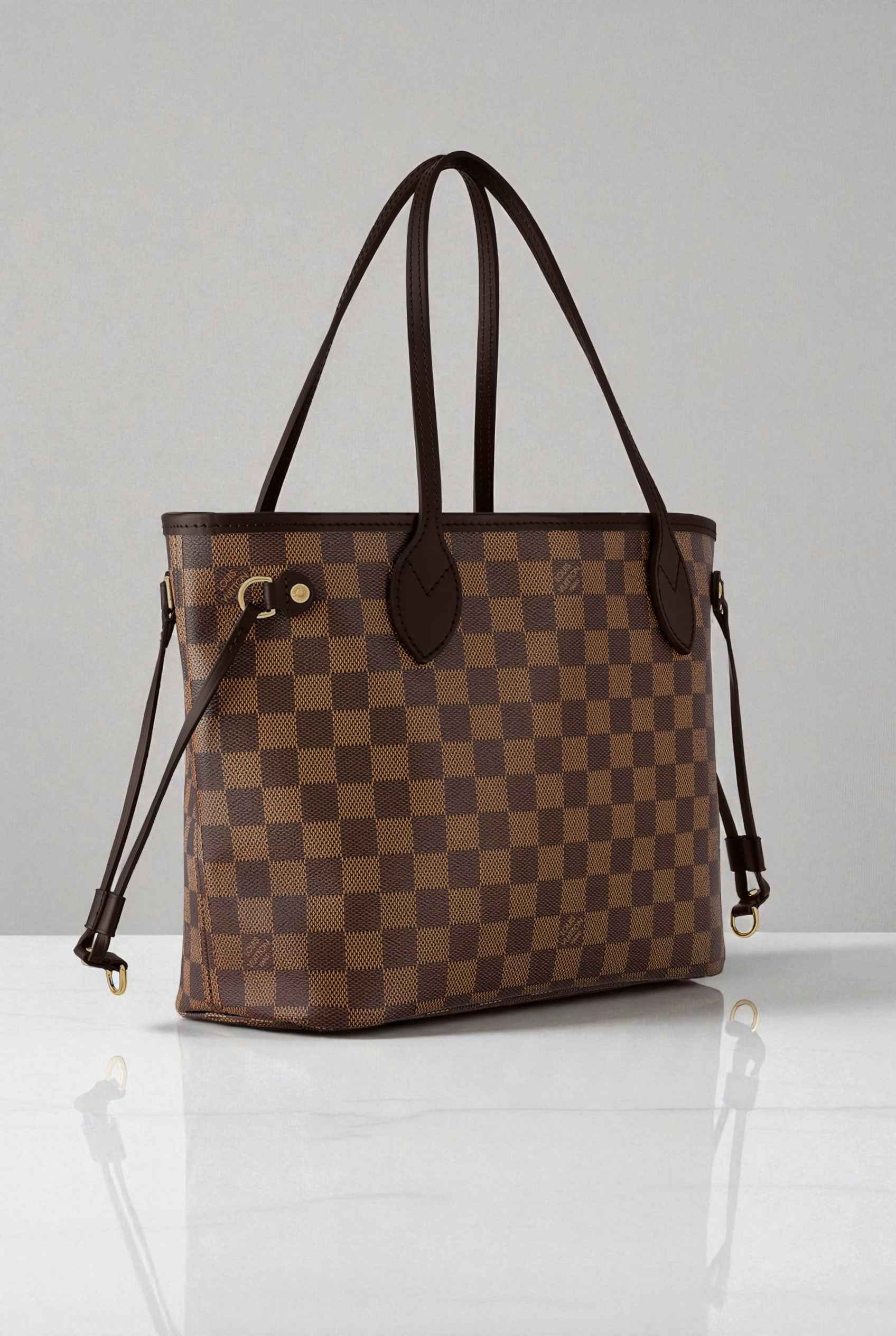 Louis V - Neverfull BAG Damier Ebène / Cerise Red Interior