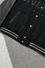 GIVENCHY Hooded Varsity Jacket in Wool and Leather – Black – pocket and striped rib hem