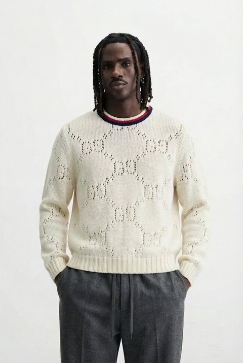 GG-Style Intarsia Cotton Jumper