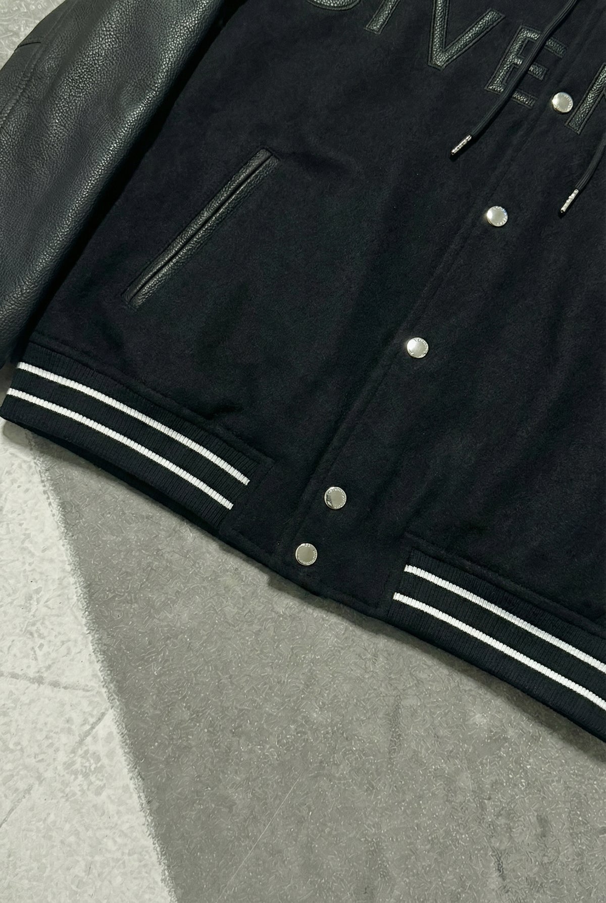 GIVENCHY HOODED VARSITY JACKET IN WOOL AND LEATHER