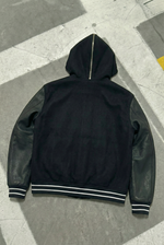 GIVENCHY HOODED VARSITY JACKET IN WOOL AND LEATHER
