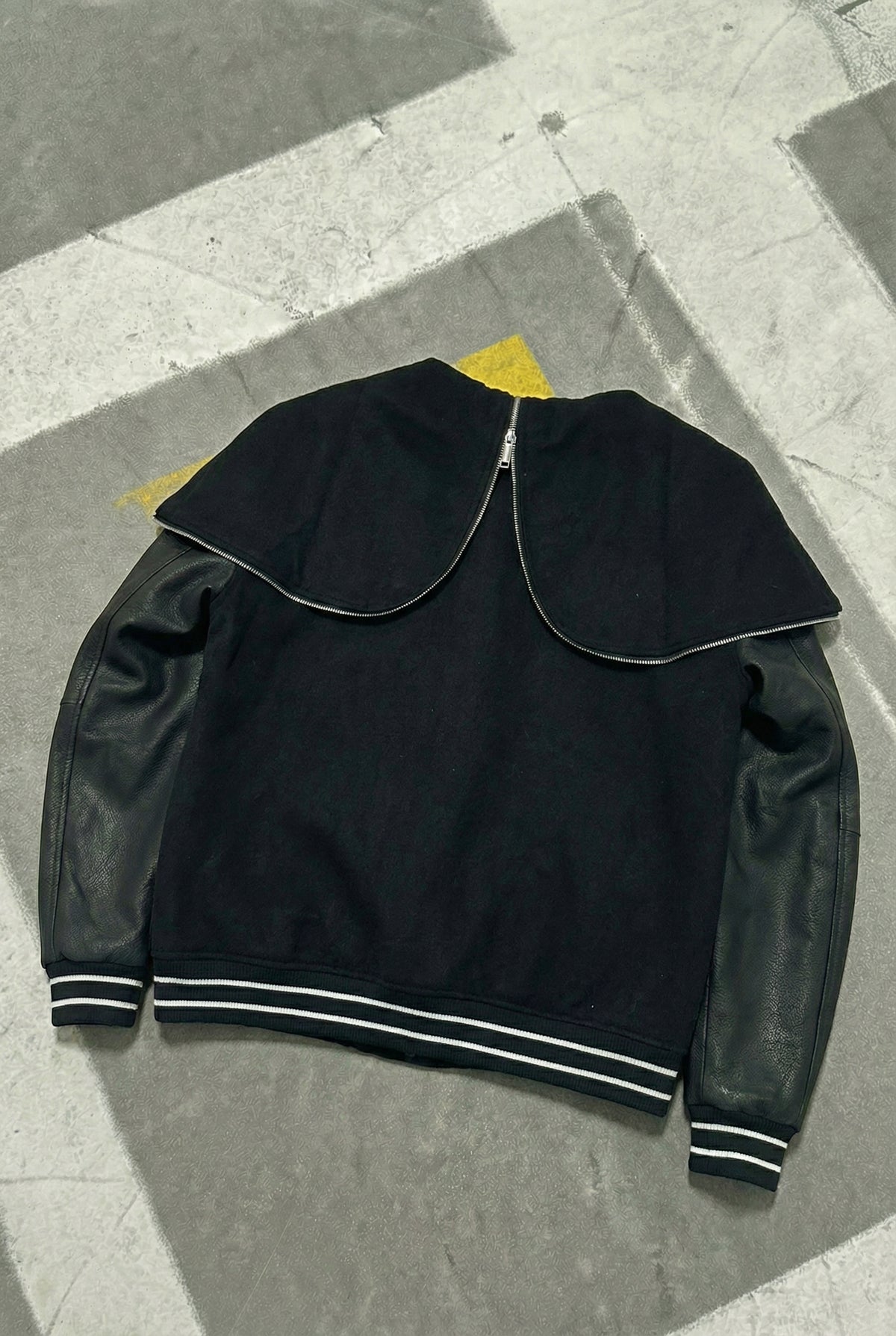 GIVENCHY HOODED VARSITY JACKET IN WOOL AND LEATHER
