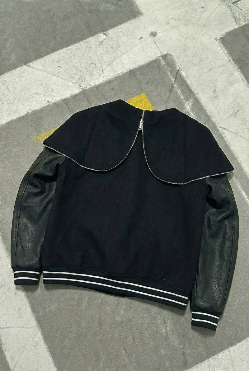 GIVENCHY HOODED VARSITY JACKET IN WOOL AND LEATHER