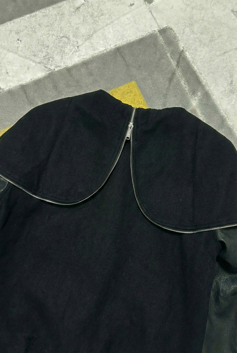 GIVENCHY HOODED VARSITY JACKET IN WOOL AND LEATHER